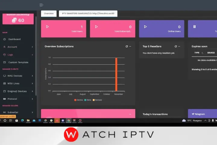 Dino IPTV server interface